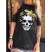 Designer Skeleton Floral Print Casual T  Shirts For Women