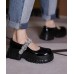 Black Flat Shoes Buckle Strap Platform Flat Shoes