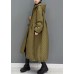 Green Plaid Fine Cotton Filled coats drawstring Zip Up Winter