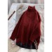 Turtleneck sweater women loose burgundy net red inner padded top