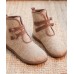 Elegant Buckle Strap Ankle Boots Khaki Comfy Cotton Fabric